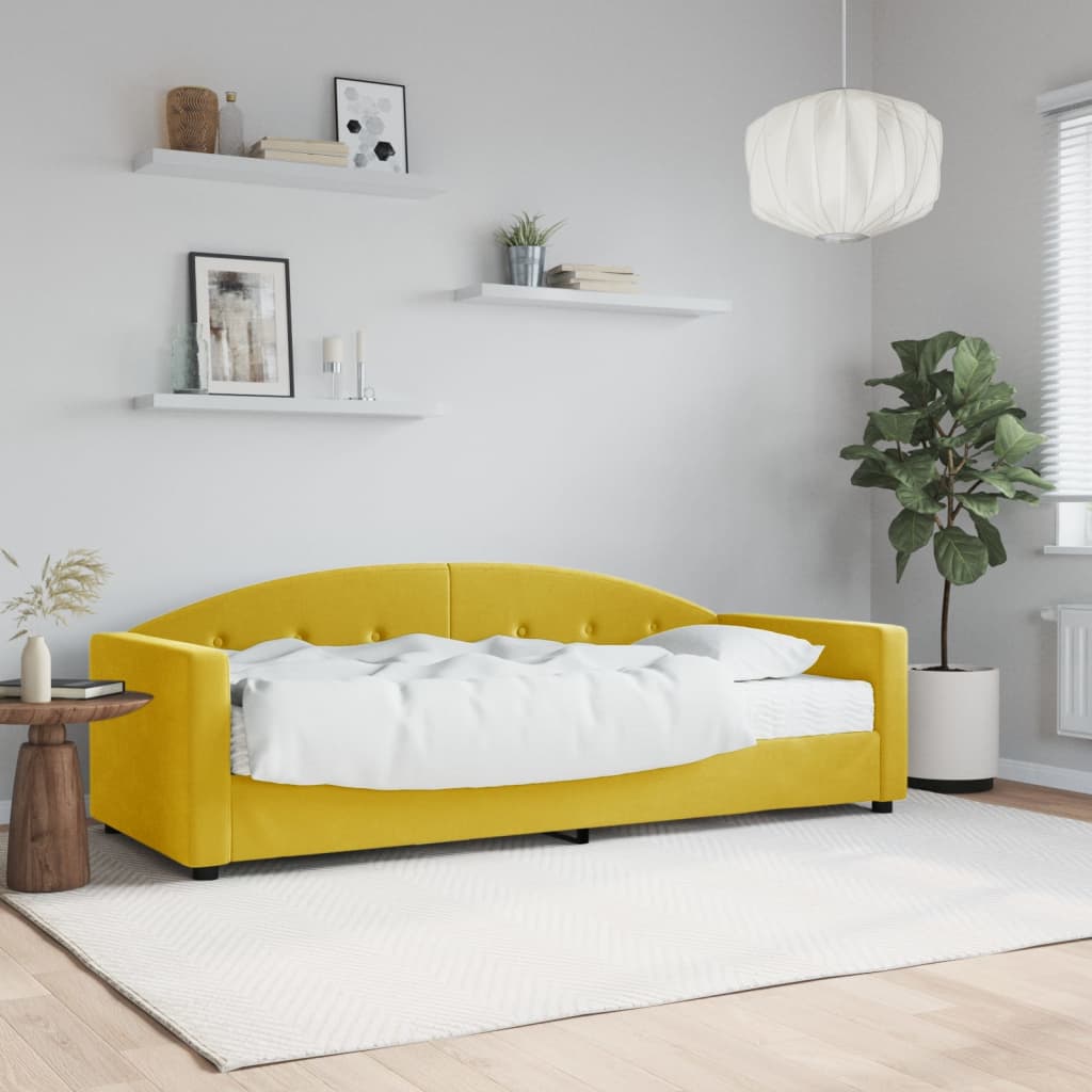 vidaXL Sofá-cama com colchão 80x200 cm veludo amarelo