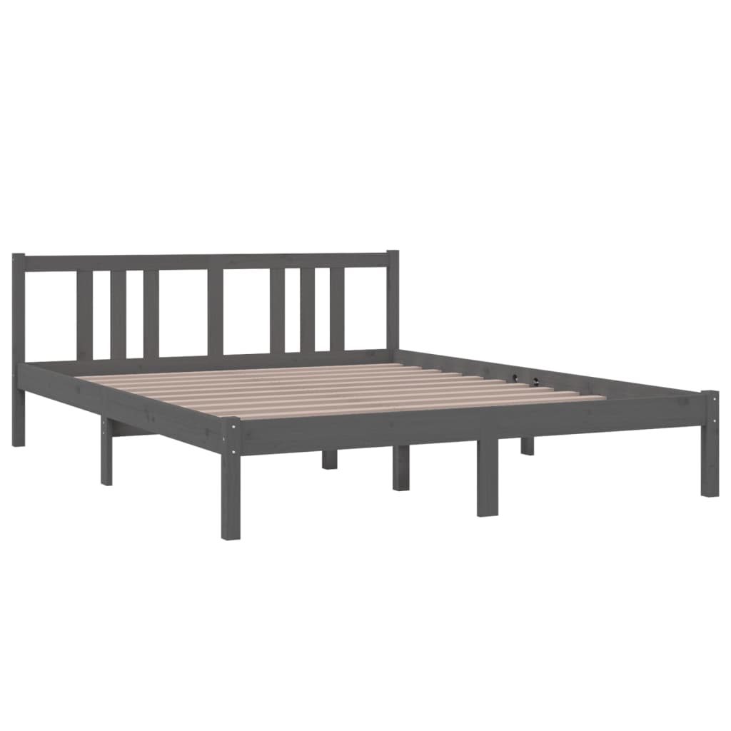 vidaXL Estrutura de cama king 150x200 cm madeira maciça cinza