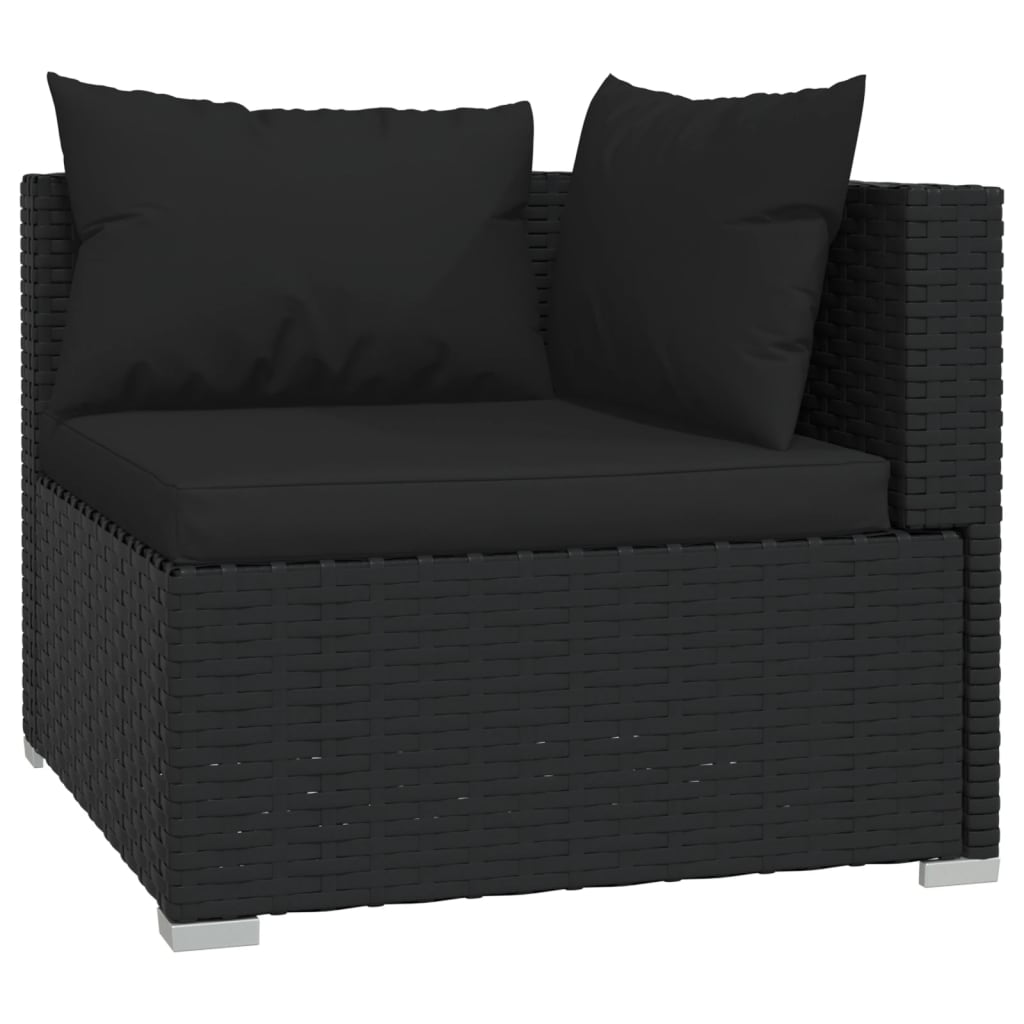 vidaXL 11 pcs conjunto lounge de jardim c/ almofadões vime PE preto