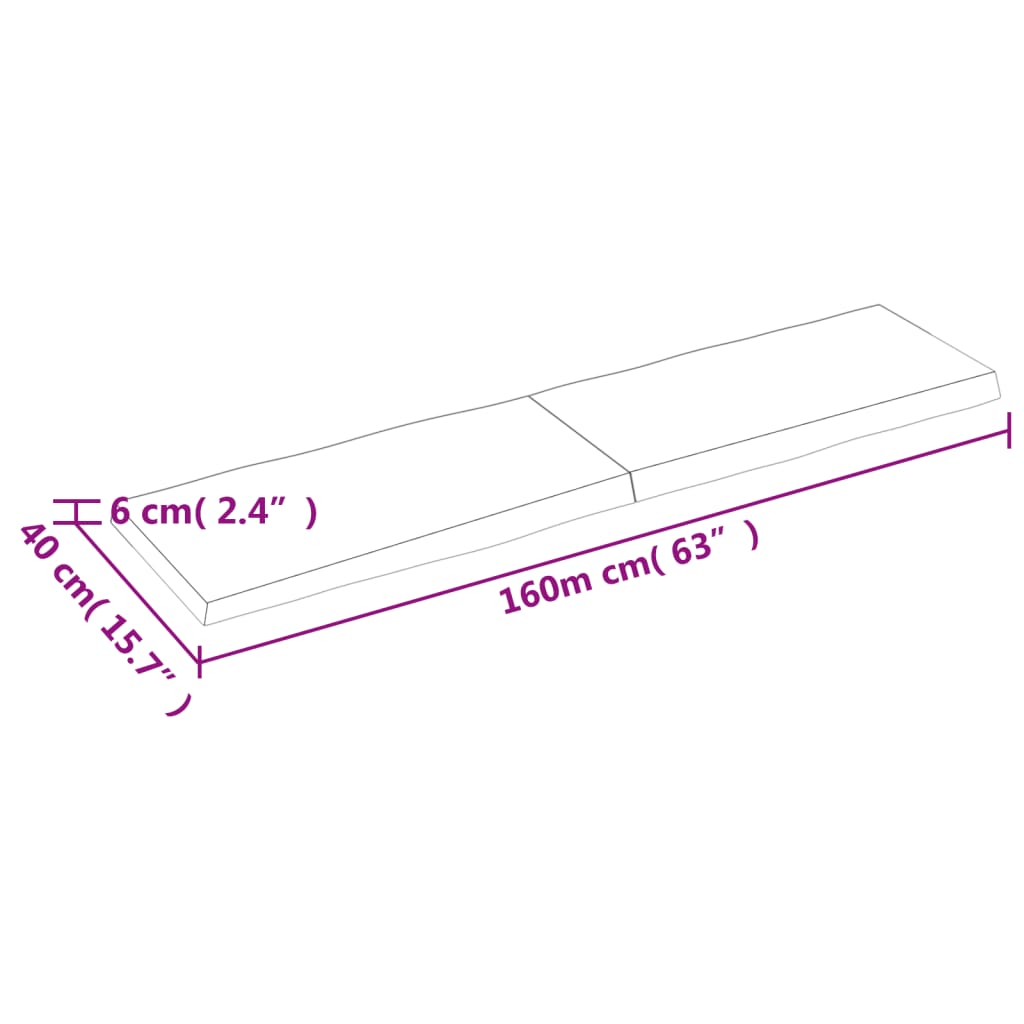 vidaXL Tampo de mesa com bordas vivas maciço tratado castanho-escuro