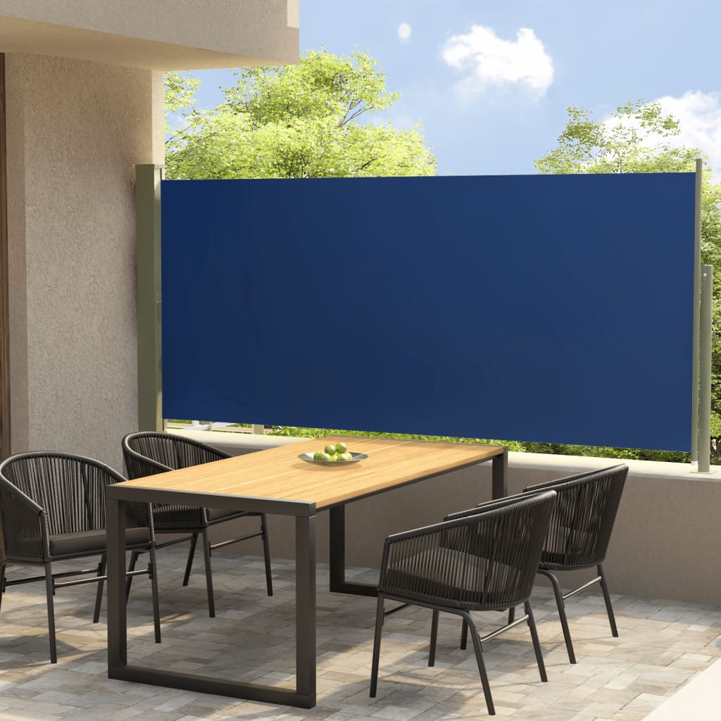 vidaXL Toldo lateral retrátil para pátio 140x300 cm azul