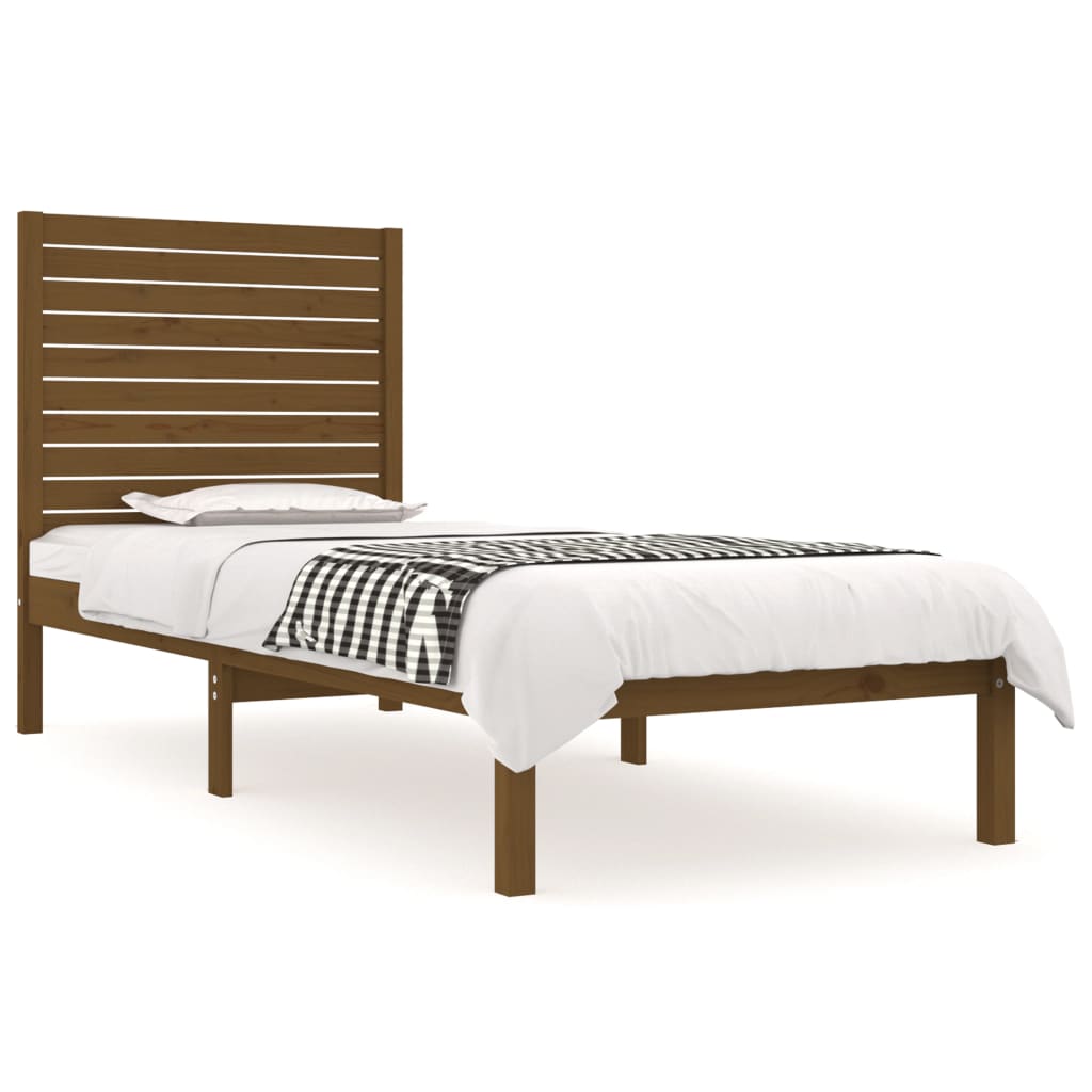 vidaXL Estrutura cama pequena solteiro 75x190 cm madeira castanho mel