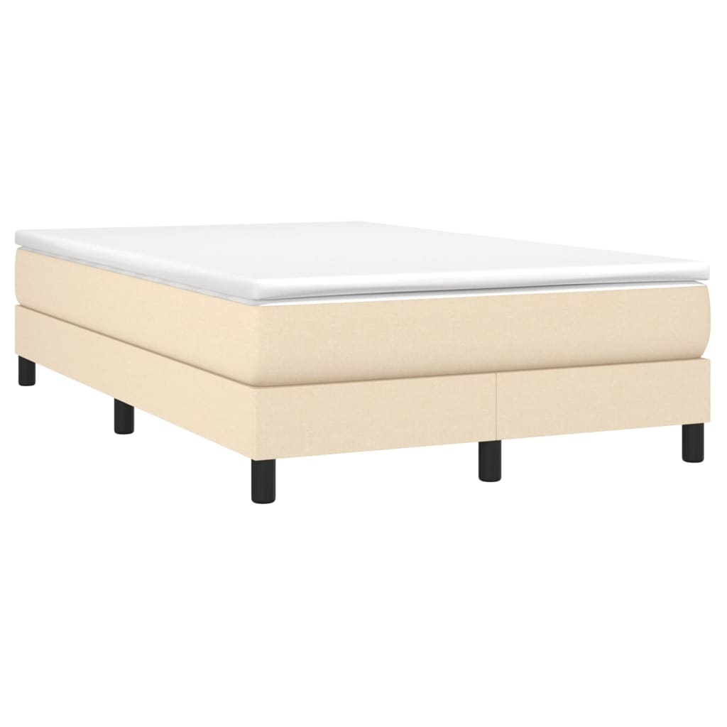 vidaXL Cama boxspring com colchão 120x190 cm tecido cor creme