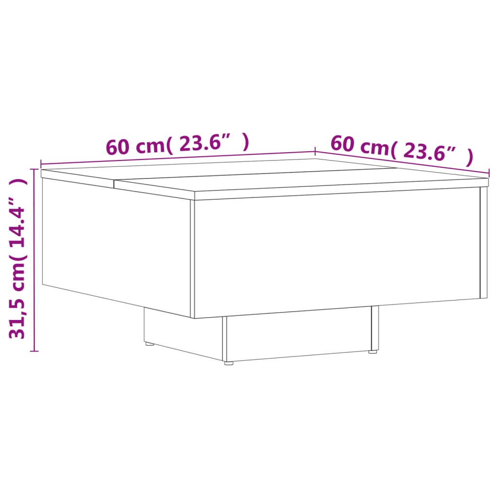 vidaXL Mesa de centro 60x60x31,5 cm derivados de madeira branco