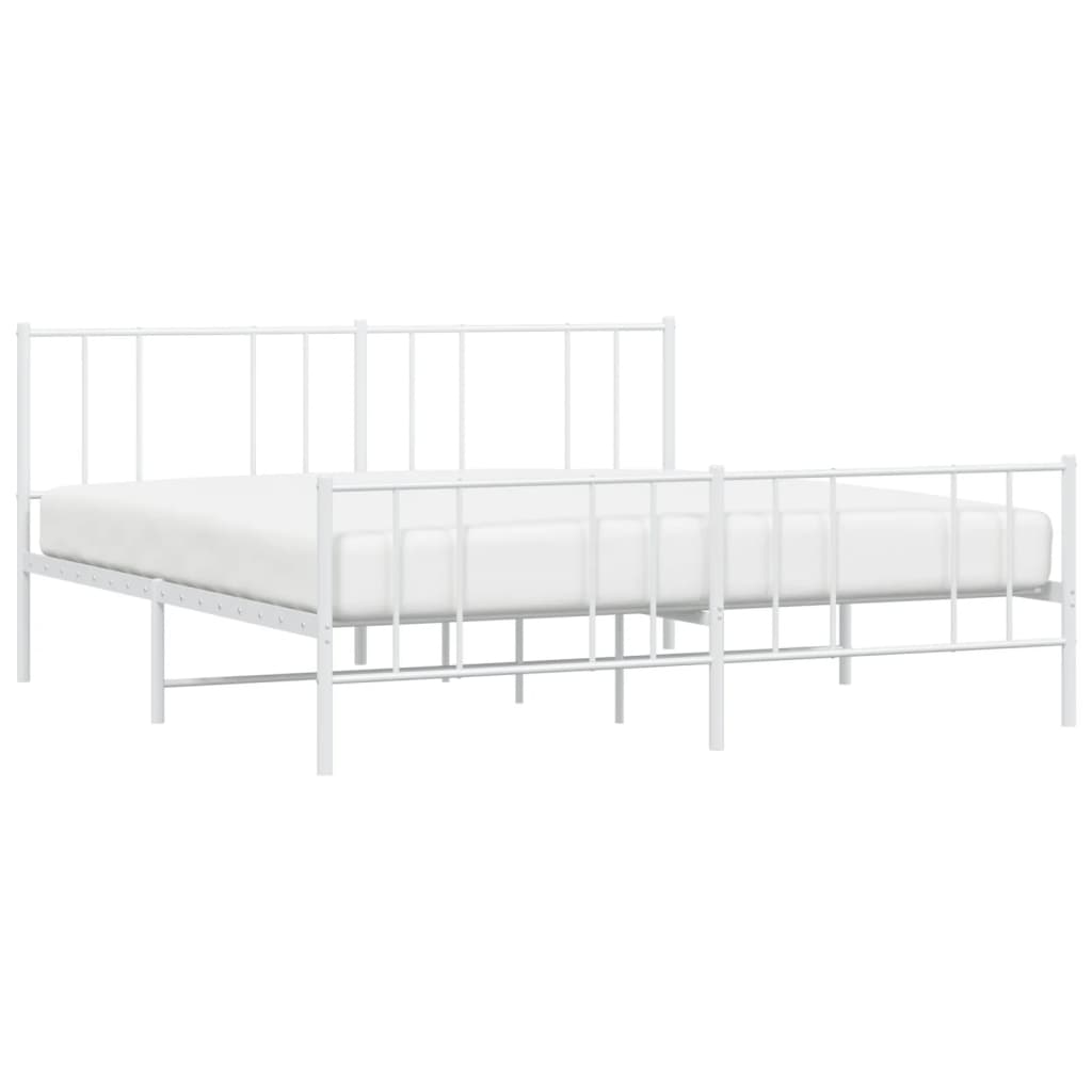 vidaXL Estrutura de cama com cabeceira e pés 200x200 cm metal branco