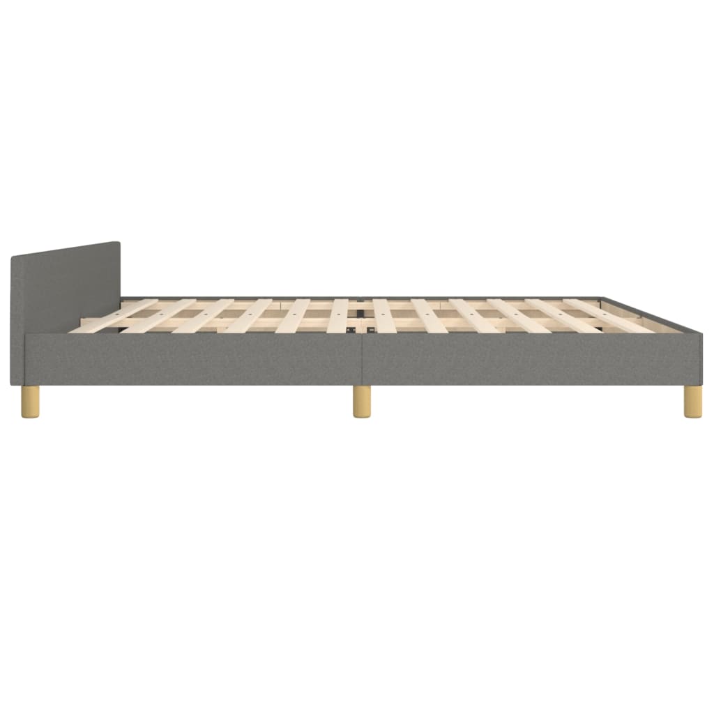 vidaXL Estrutura de cama sem colchão 200x200 cm tecido cinzento-escuro