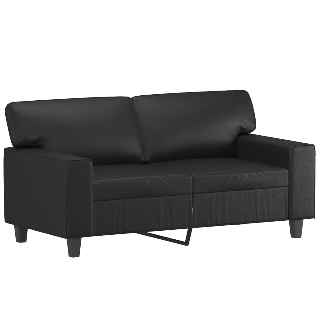 vidaXL Sofá de 2 lugares 120 cm couro artificial preto