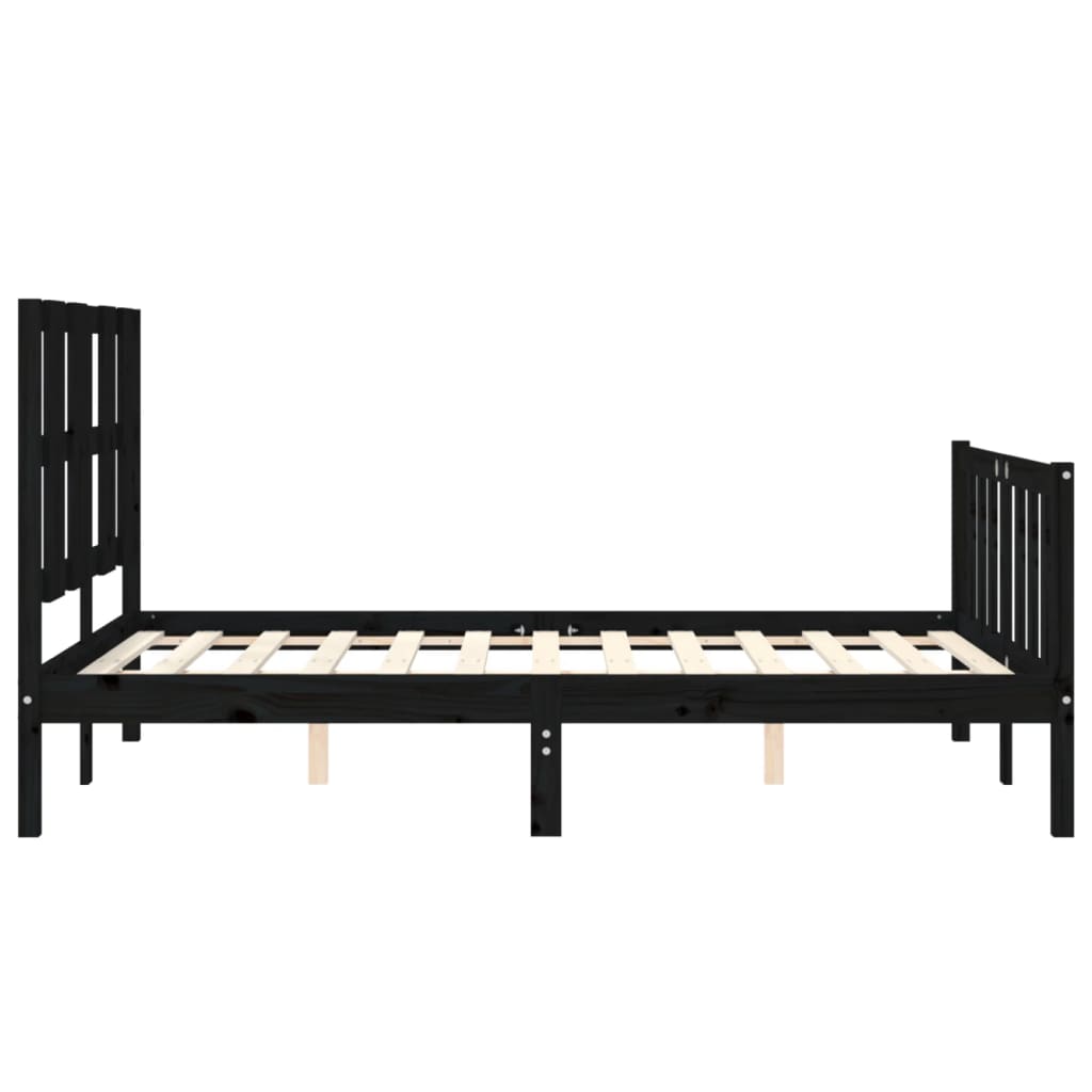 vidaXL Estrutura de cama com cabeceira 140x200 cm madeira maciça preto