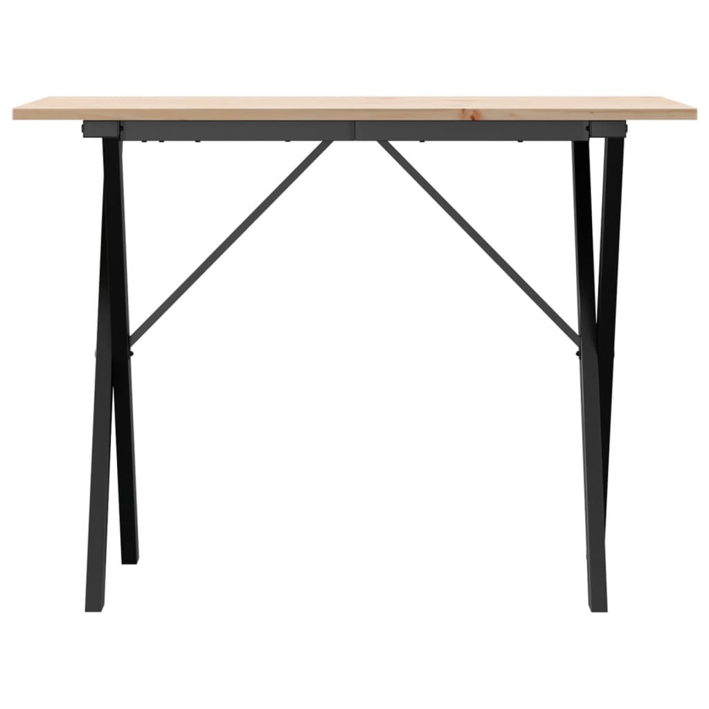 vidaXL Mesa de jantar estrutura em X 100x50x75cm pinho e ferro fundido