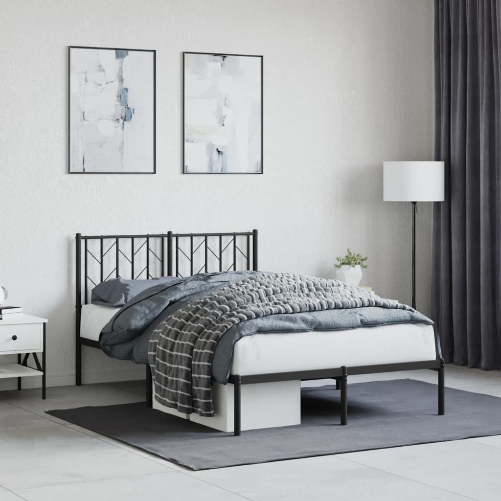 vidaXL Estrutura de cama com cabeceira 120x190 cm metal preto