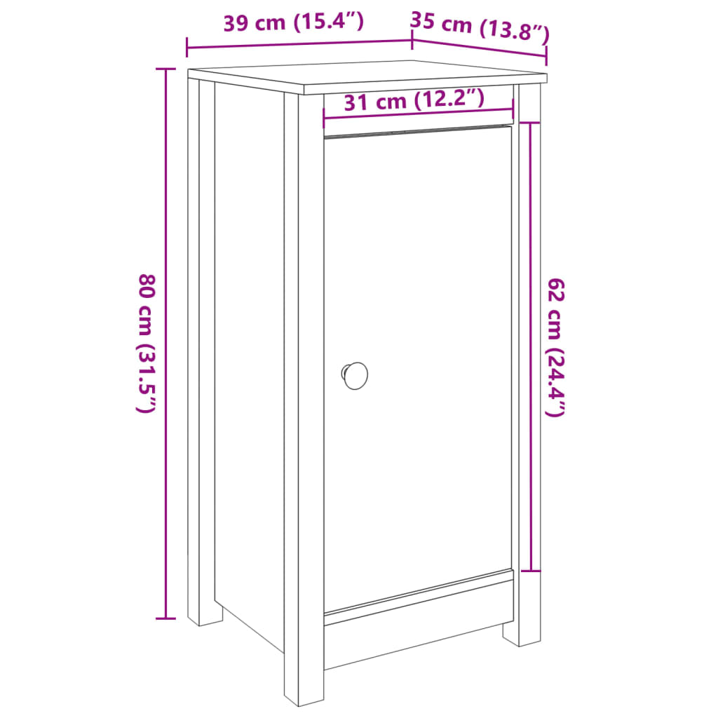 vidaXL Aparadores 2 pcs 39x35x80 cm madeira de pinho maciça branco