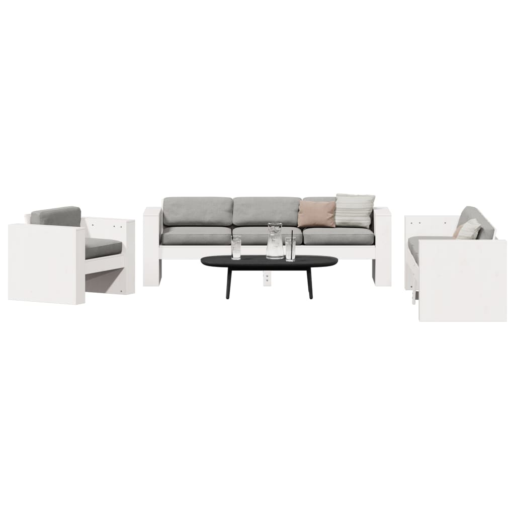 vidaXL 2 pcs conjunto lounge de jardim madeira de pinho maciça branco