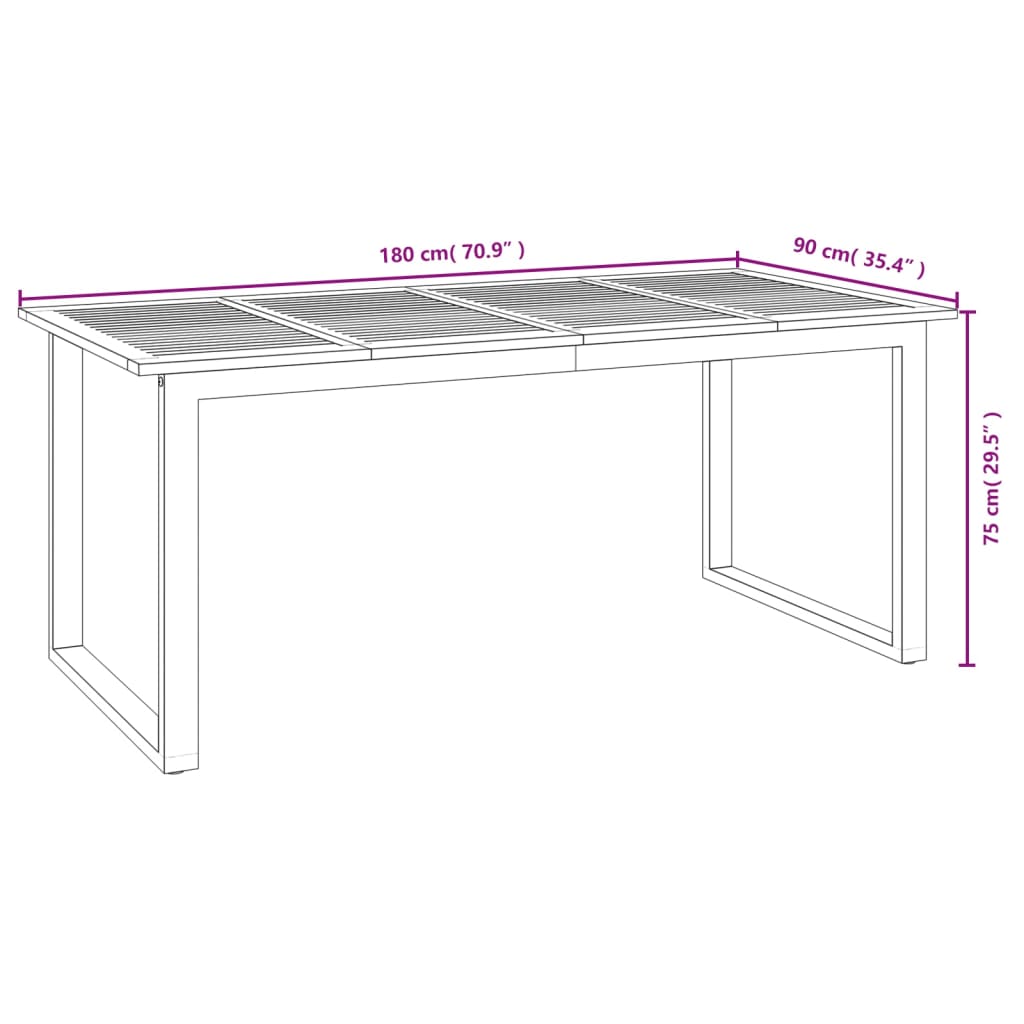 vidaXL Conj. jantar p/ jardim 7 pcs madeira de acácia maciça e metal