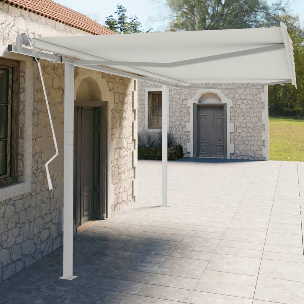 vidaXL Conjunto de postes para toldo 450x245 cm ferro branco