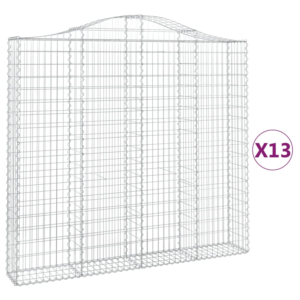 vidaXL Cestos gabião arqueados 13 pcs 200x30x180/200 ferro galvanizado