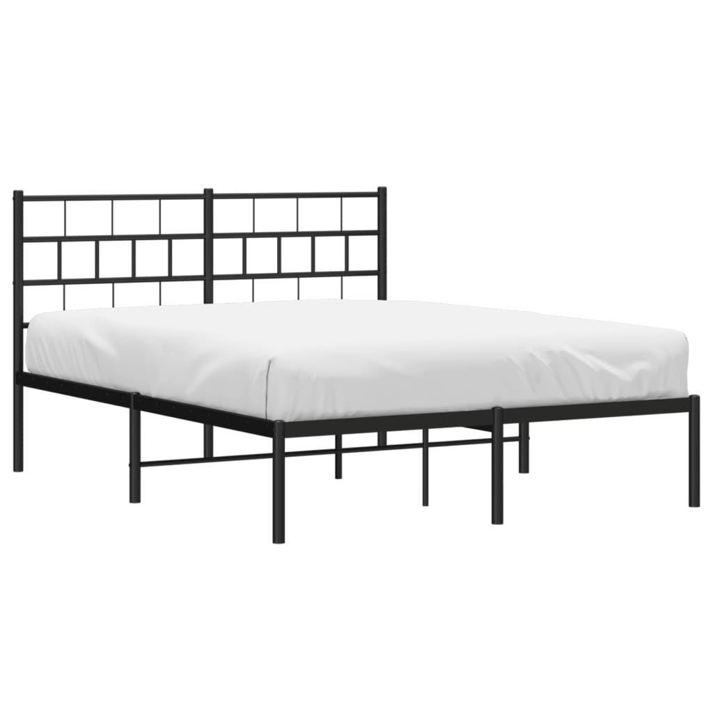 vidaXL Estrutura de cama em metal com cabeceira 150x200 cm preto