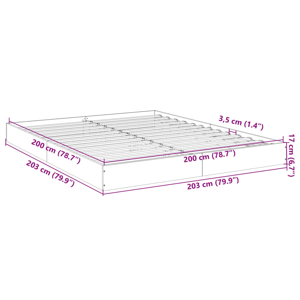 vidaXL Estrutura de cama 200x200 cm derivados madeira carvalho sonoma