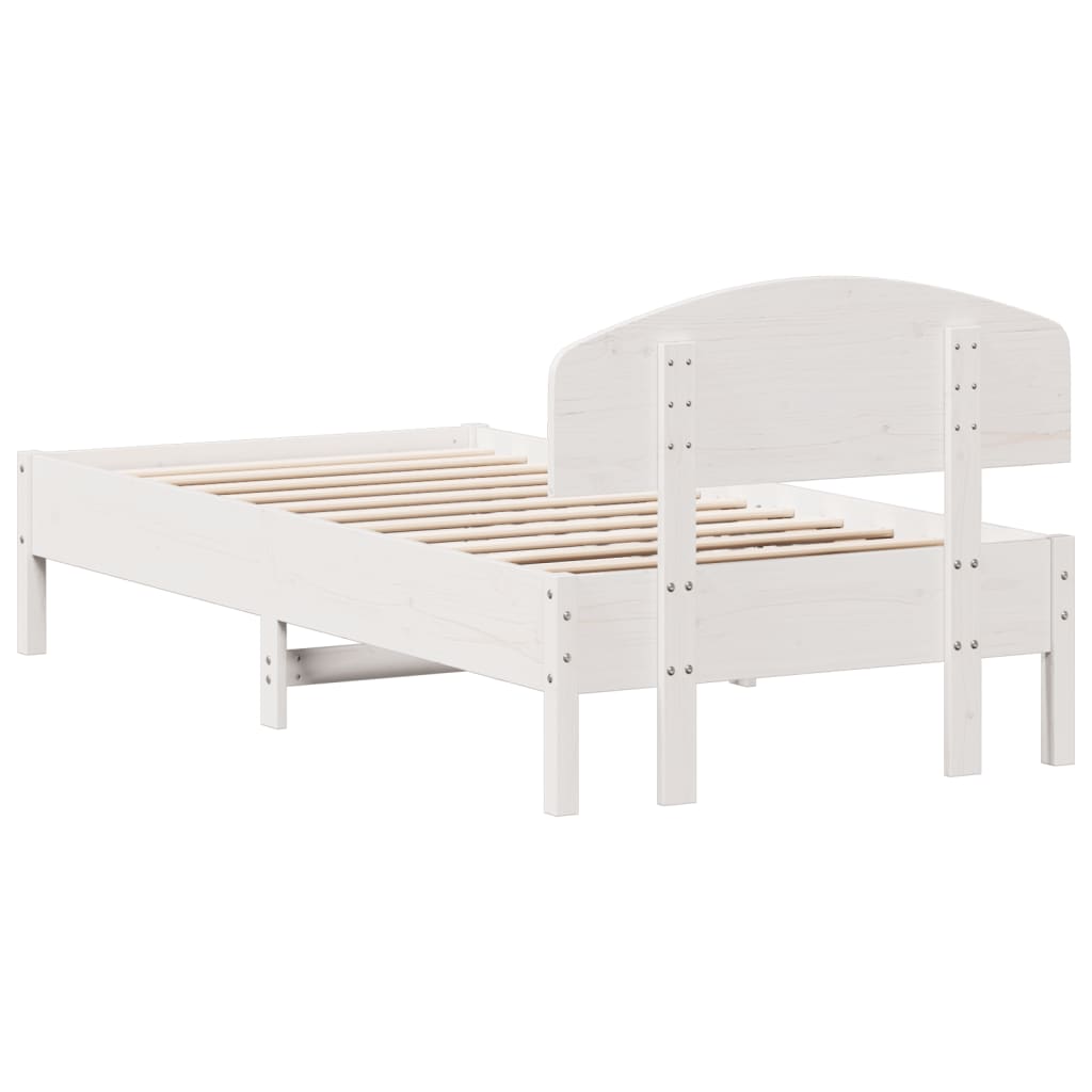 vidaXL Cama sem colchão 75x190 cm madeira de pinho maciça branco