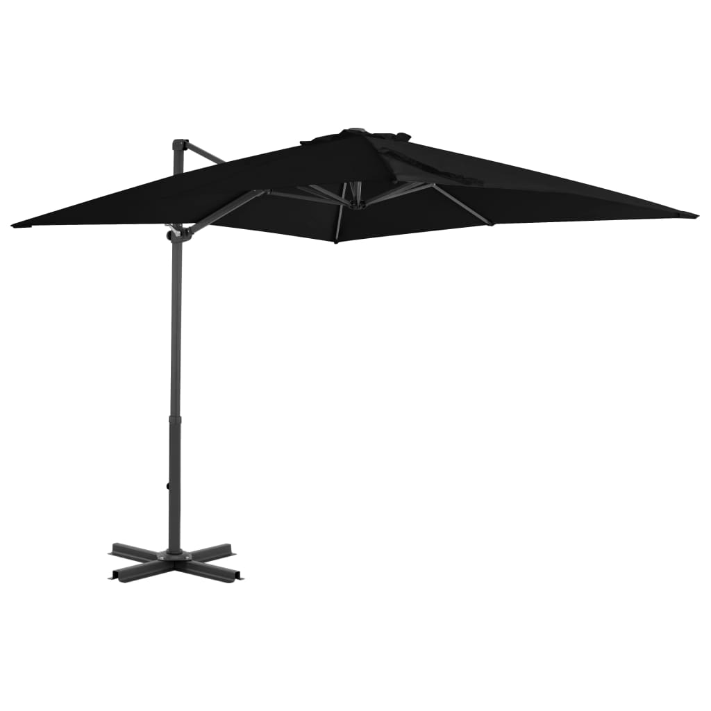 vidaXL Guarda-sol cantilever com poste de alumínio 250x250 cm preto