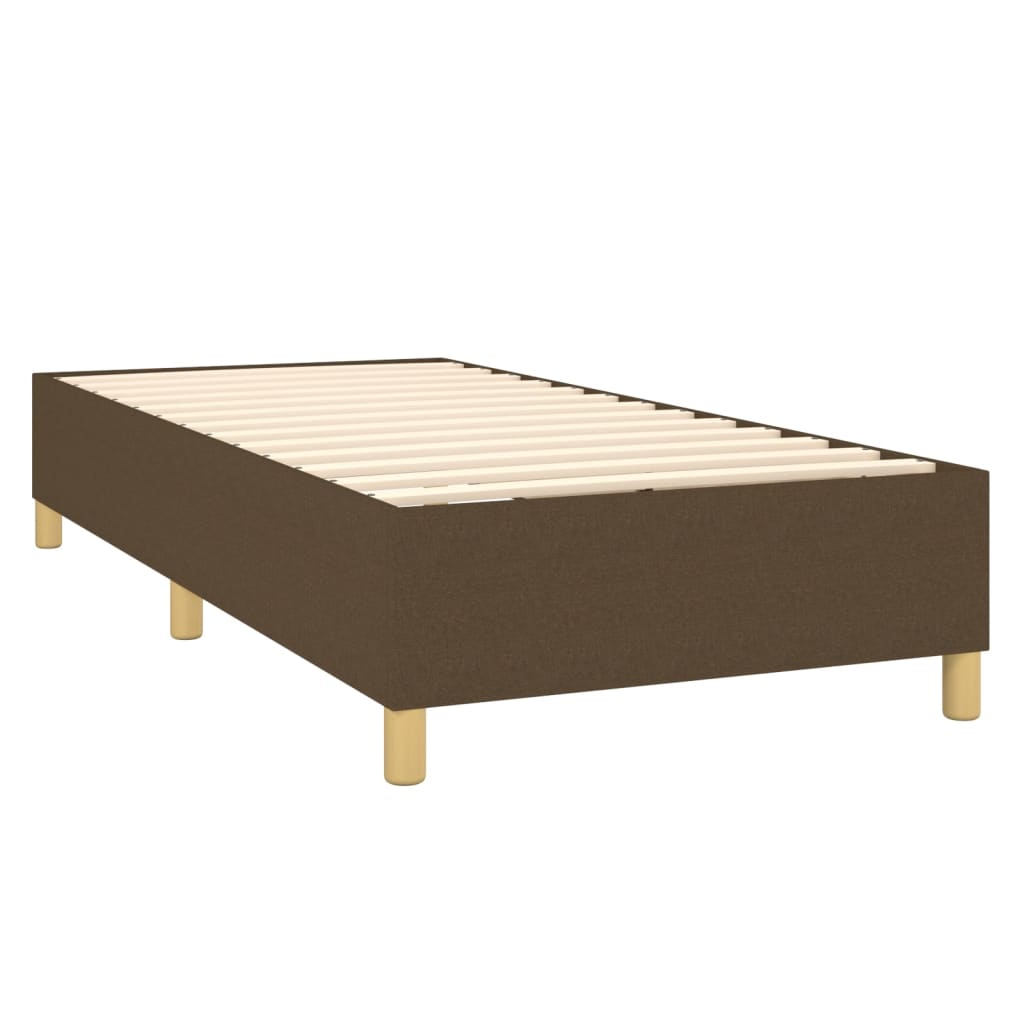 vidaXL Cama box spring c/ colchão/LED 100x200cm tecido castanho-escuro