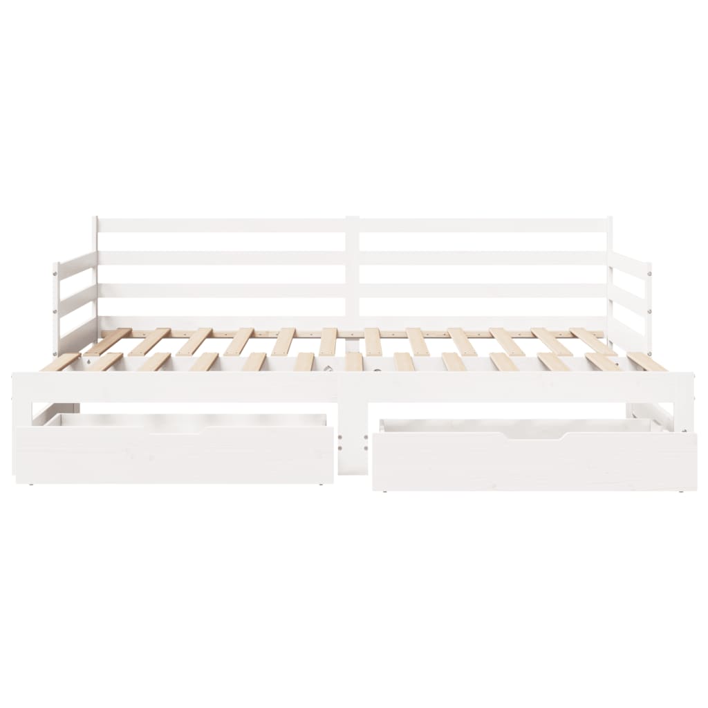 vidaXL Sofá-cama c/ gavetão e gavetas branco 90x190cm madeira de pinho