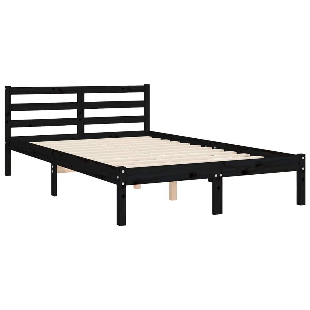 vidaXL Estrutura de cama com cabeceira 120x200cm madeira maciçao preto