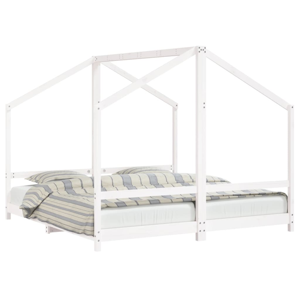 vidaXL Estrutura de cama infantil 2x(90x190) cm pinho maciço branco