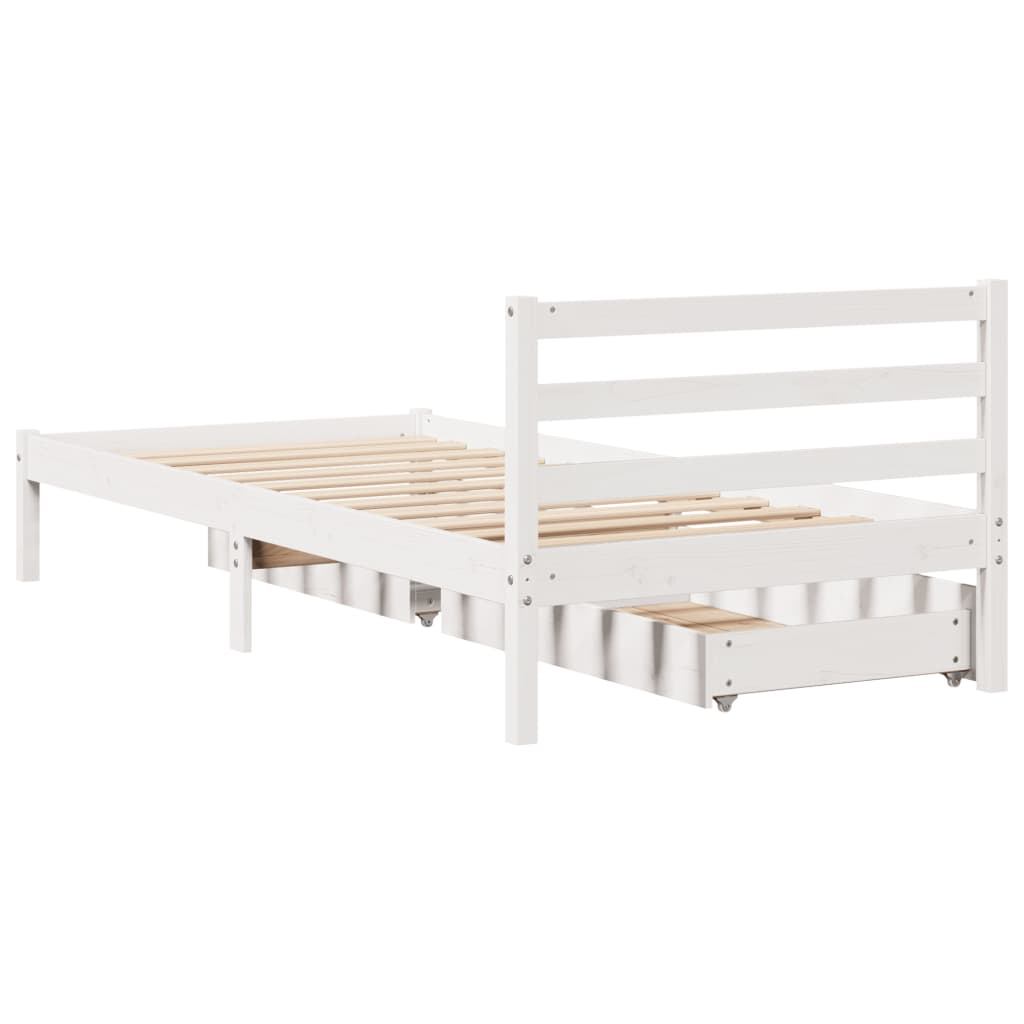 vidaXL Cama sem colchão 75x190 cm madeira de pinho maciça branco