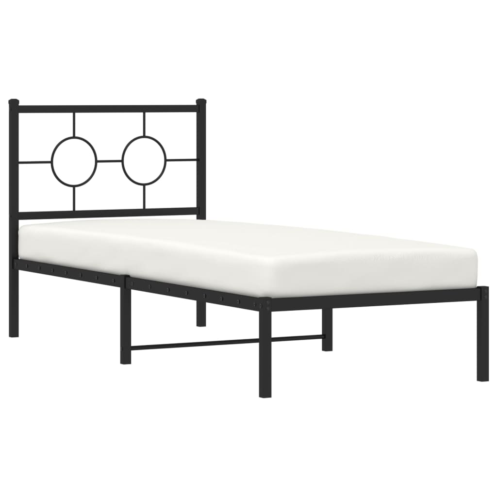 vidaXL Estrutura de cama metal s/ colchão c/ cabeceira 75x190 cm preto