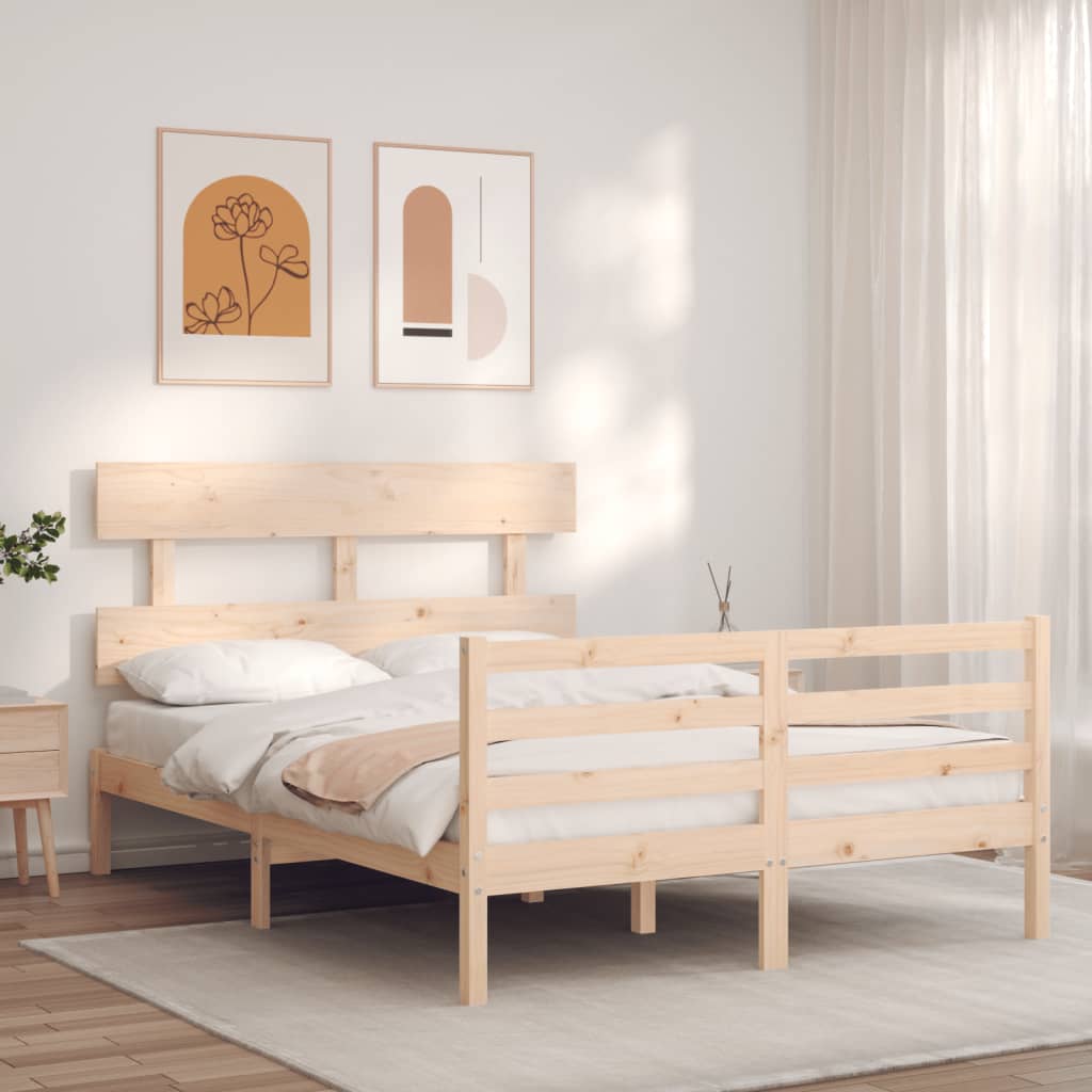 vidaXL Estrutura de cama com cabeceira 120x200 cmmadeira maciça