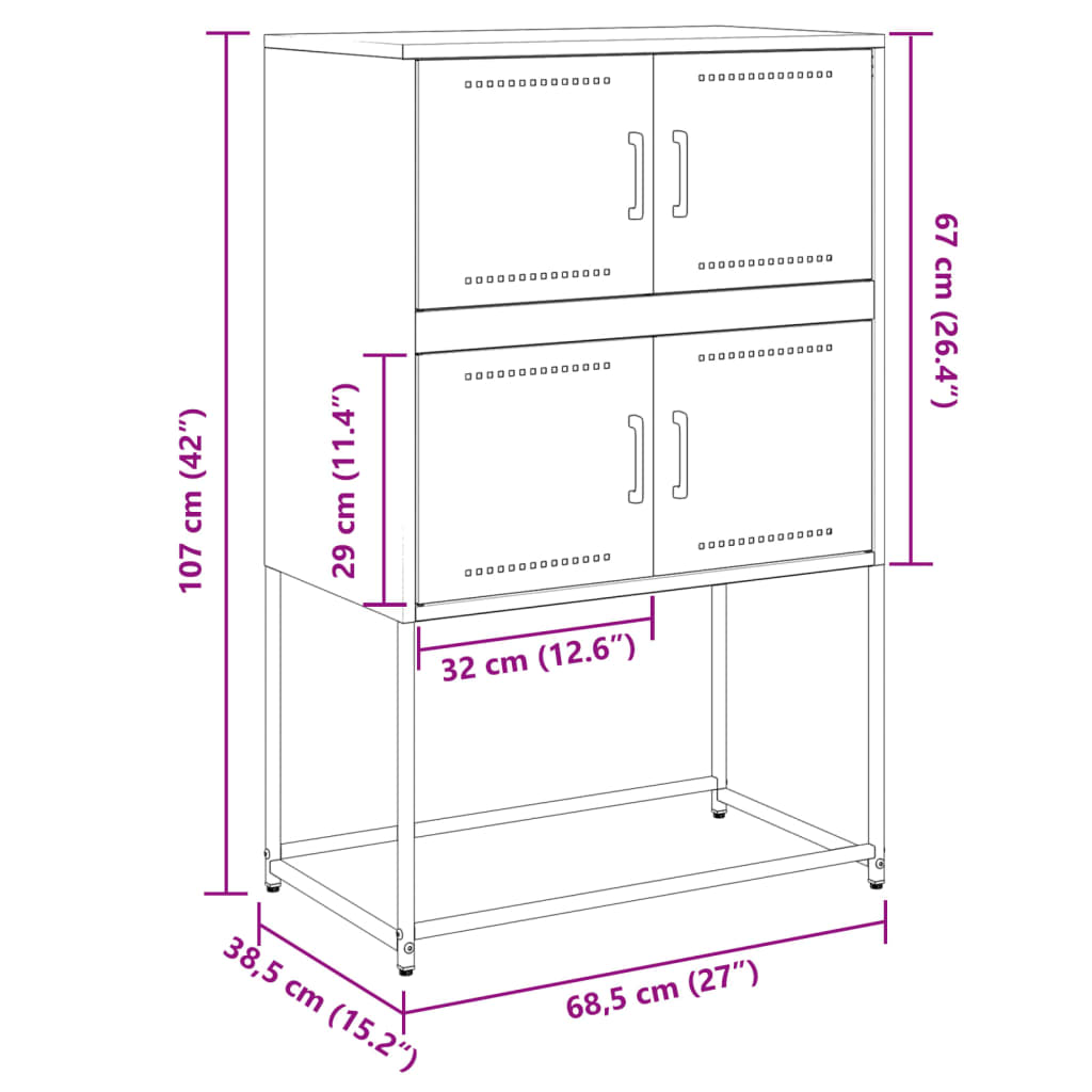 vidaXL Aparador 68,5x38,5x107 cm aço branco