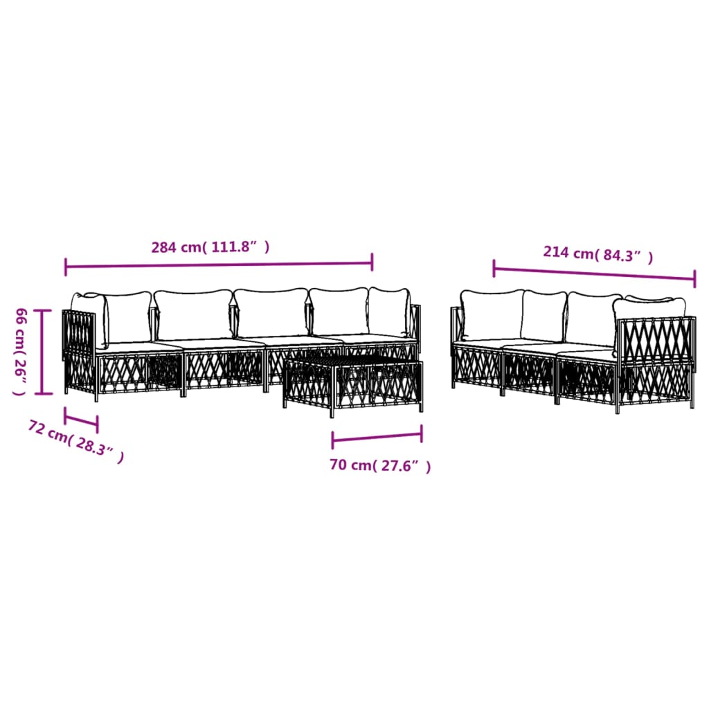 vidaXL 8 pcs conjunto lounge de jardim com almofadões aço antracite