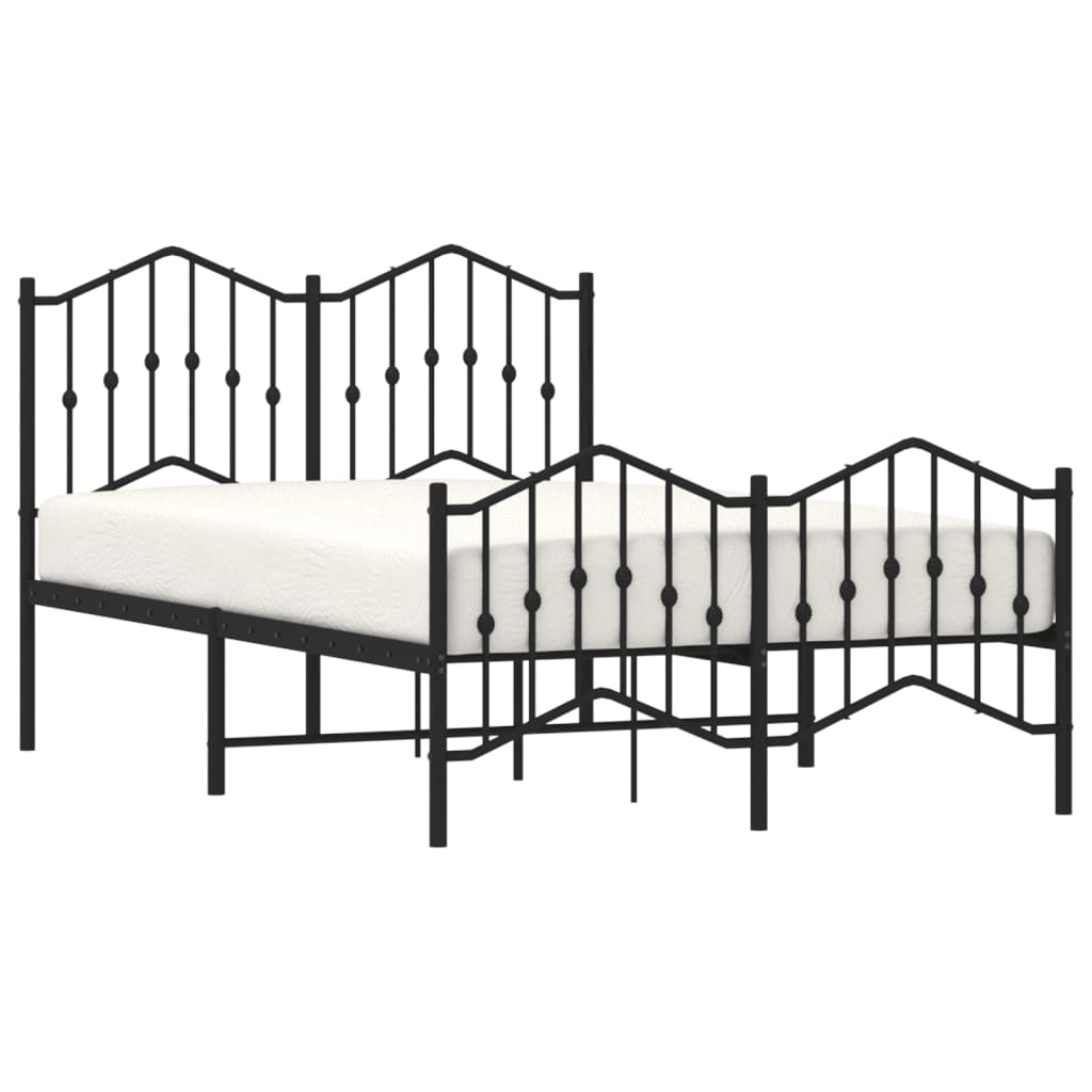 vidaXL Estrutura de cama com cabeceira e pés 120x190 cm metal preto