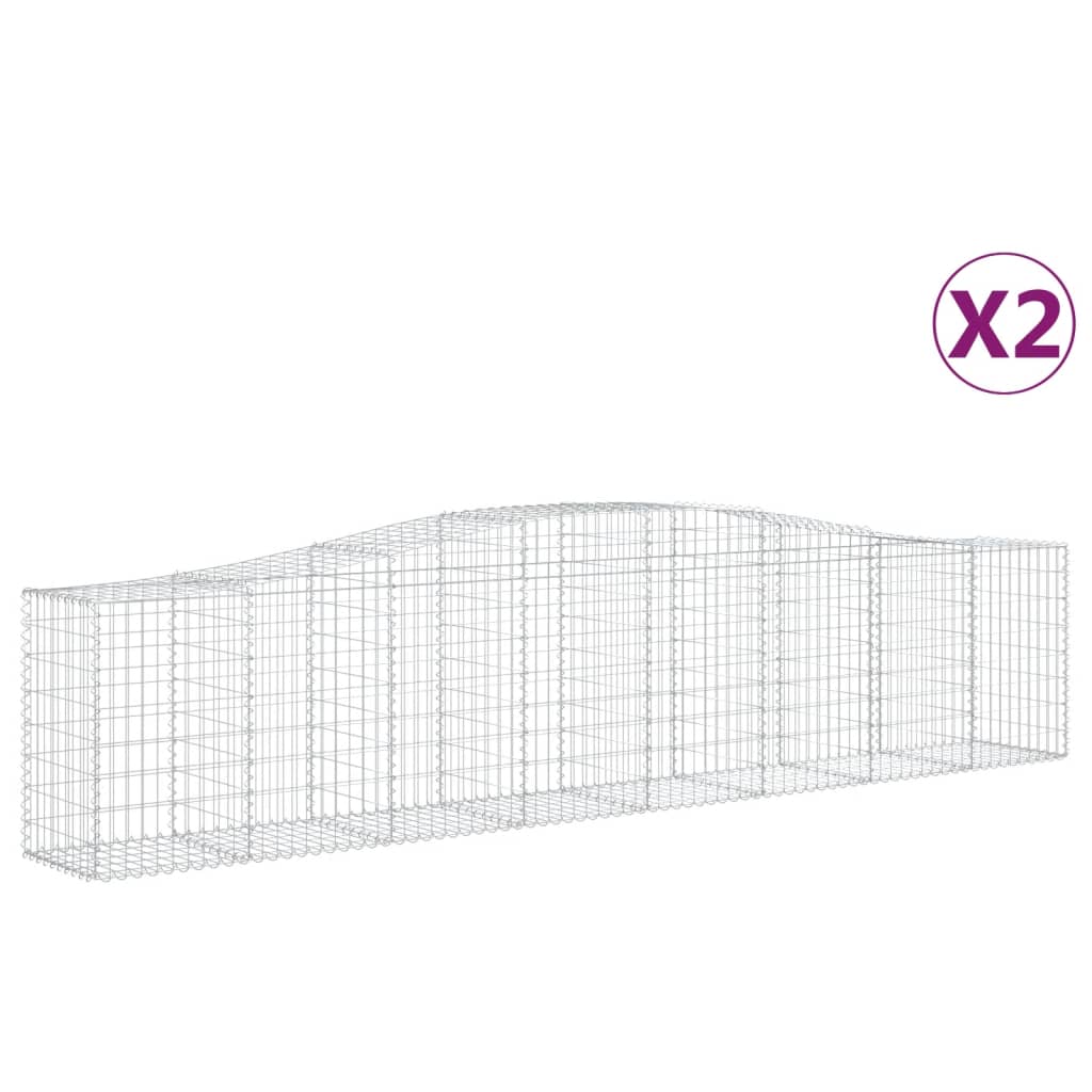 vidaXL Cestos gabião arqueados 2 pcs 400x50x80/100cm ferro galvanizado