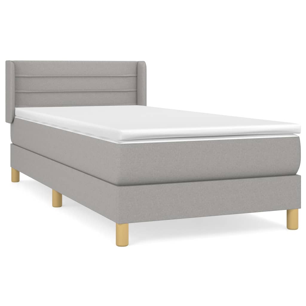 vidaXL Cama com molas/colchão 90x190 cm tecido cinzento-claro