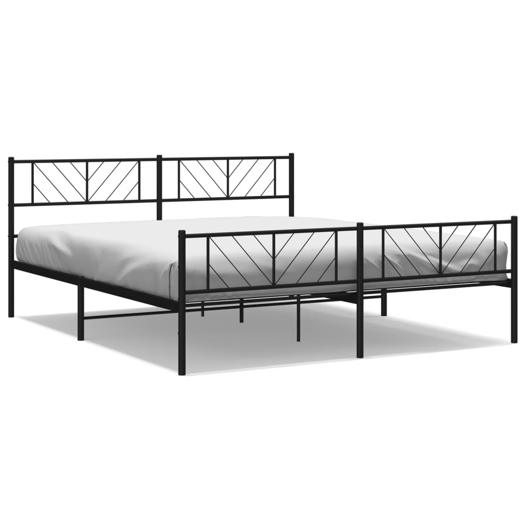 vidaXL Estrutura de cama com cabeceira e pés 193x203 cm metal preto