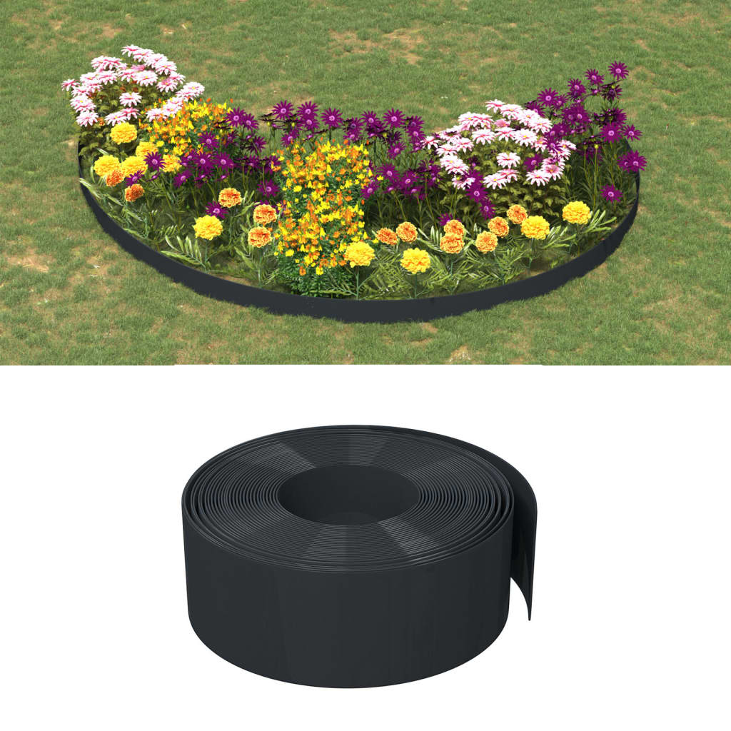 vidaXL Bordas de jardim 4 pcs 10 m 20 cm polietileno preto