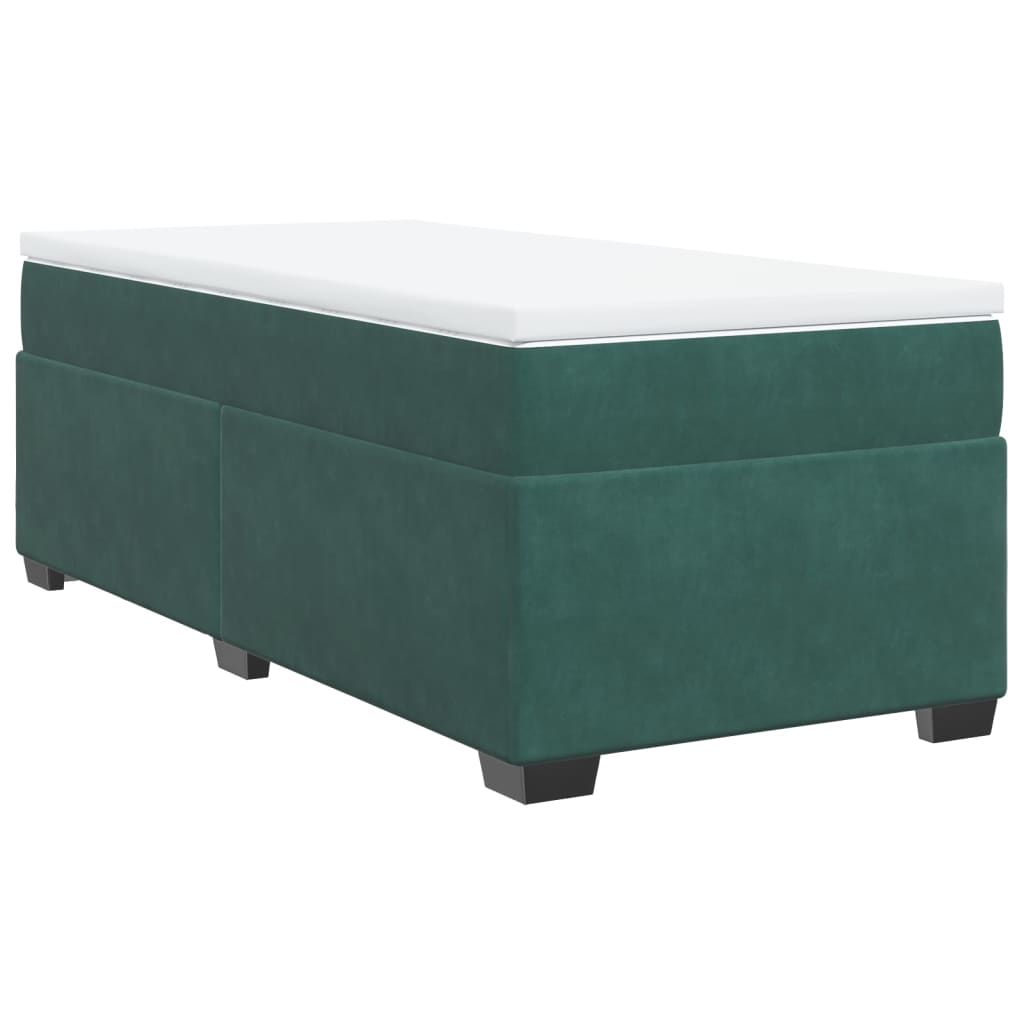 vidaXL Cama com molas/colchão 90x190 cm veludo verde-escuro