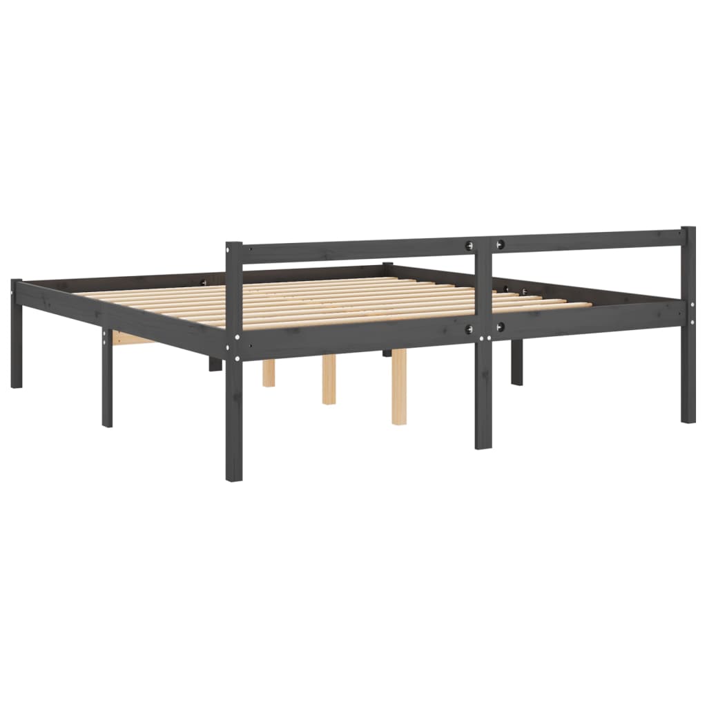 vidaXL Cama para idosos 200x200 cm pinho maciço cinza