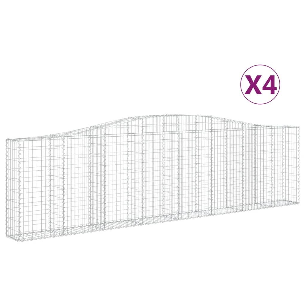 vidaXL Cestos gabião arqueados 4pcs 400x30x100/120cm ferro galvanizado