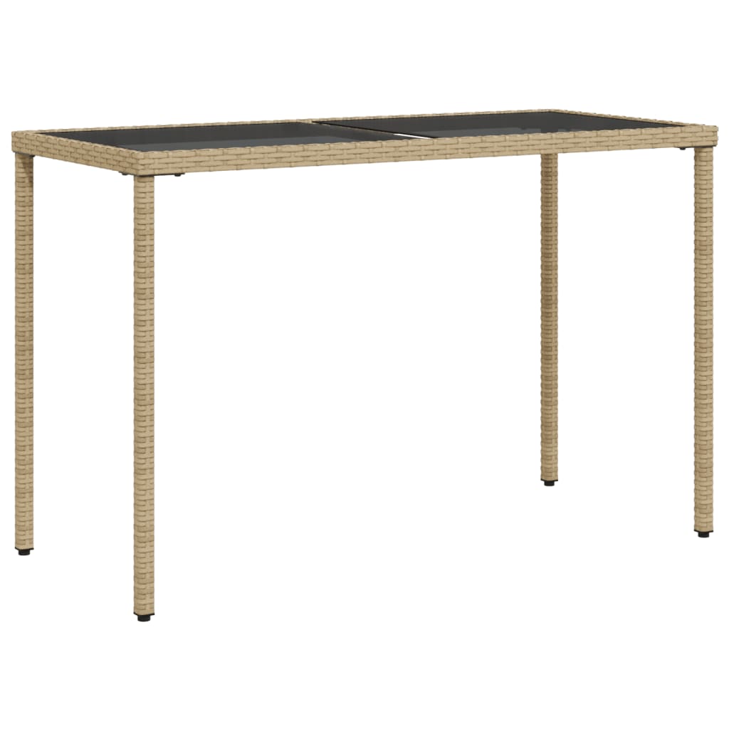 vidaXL Mesa de jardim com tampo de vidro 115x54x74 cm vime PE bege