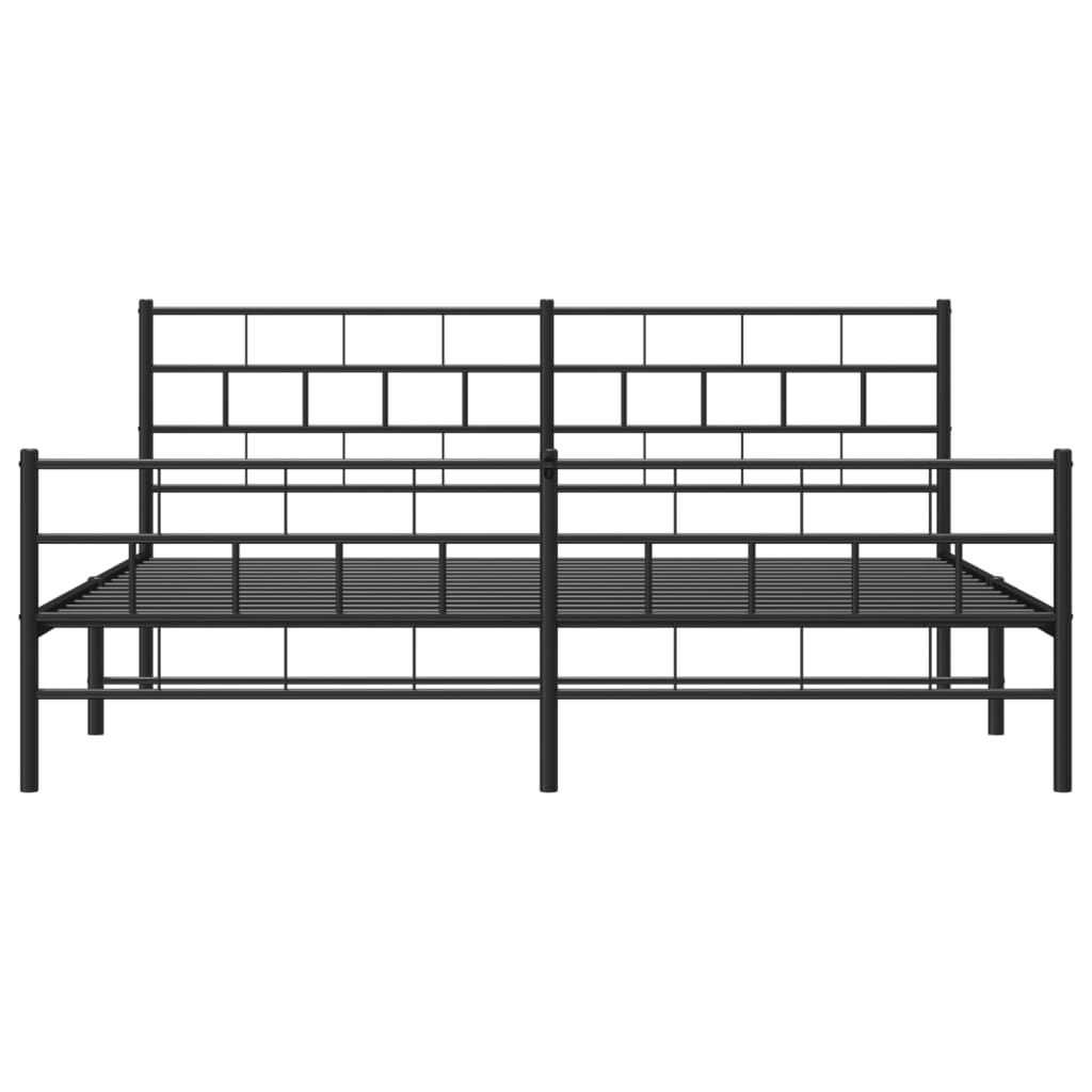 vidaXL Estrutura de cama com cabeceira e pés 183x213 cm metal preto