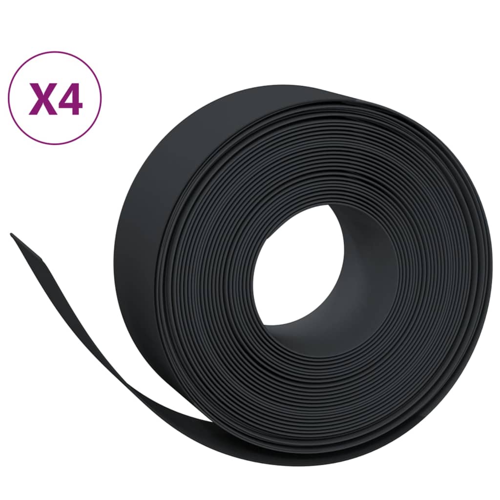 vidaXL Bordas de jardim 4 pcs 10 m 20 cm polietileno preto