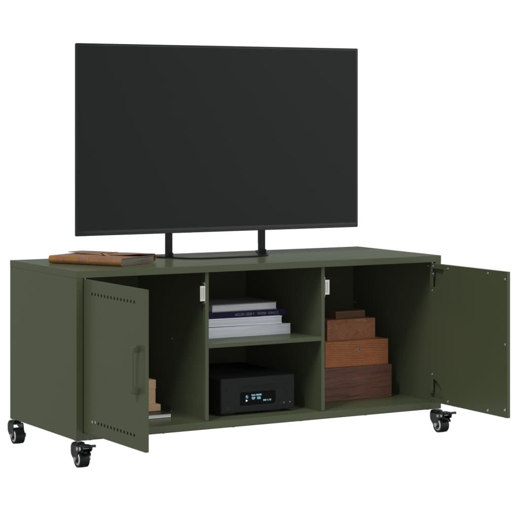 vidaXL Móvel de TV 100,5x39x43,5 cm aço verde-azeitona