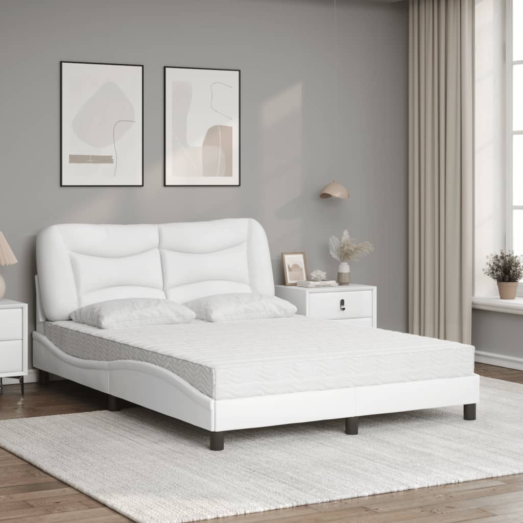 vidaXL Cama com colchão 120x200 cm couro artificial branco