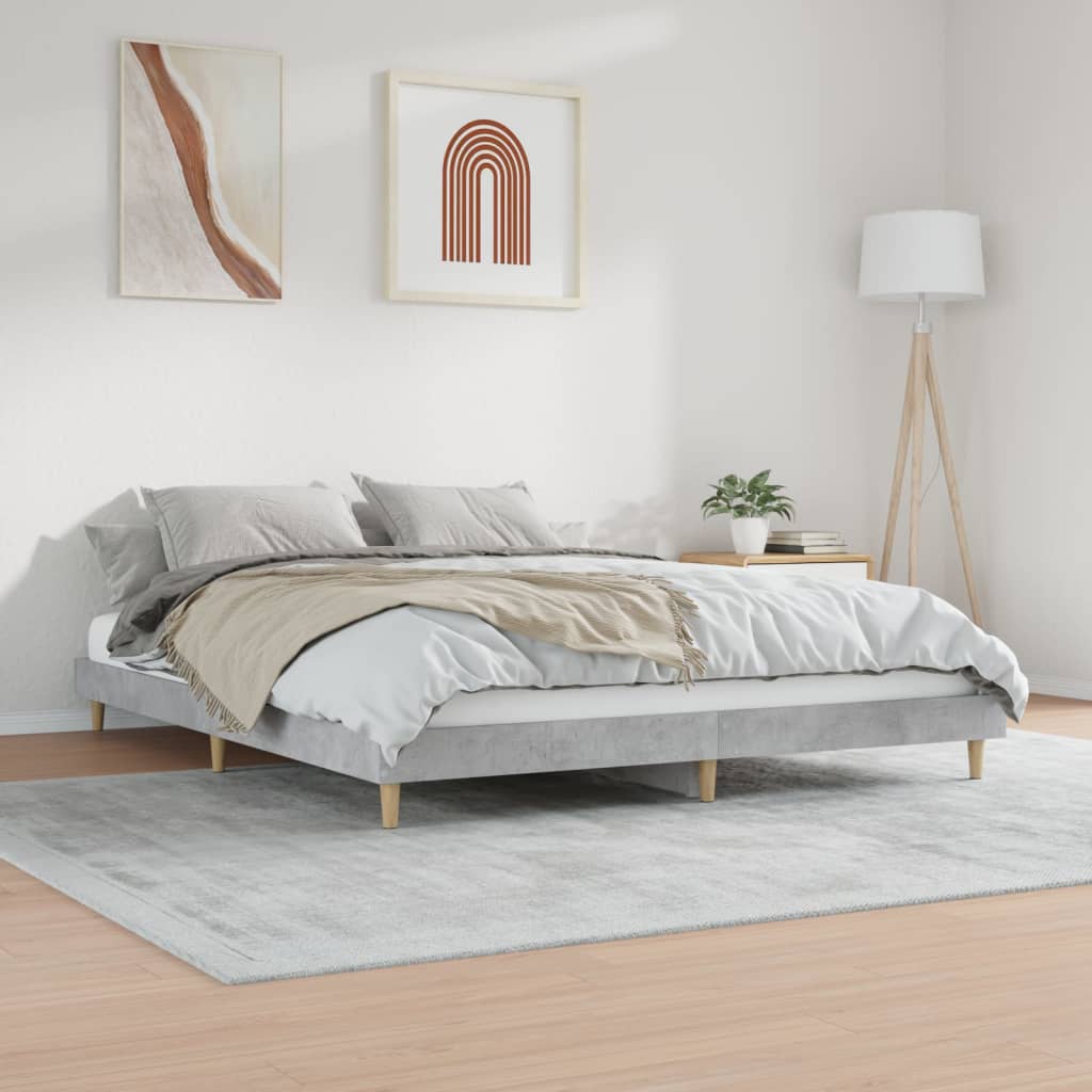 vidaXL Estrutura de cama 200x200 cm derivados de madeira cinza cimento