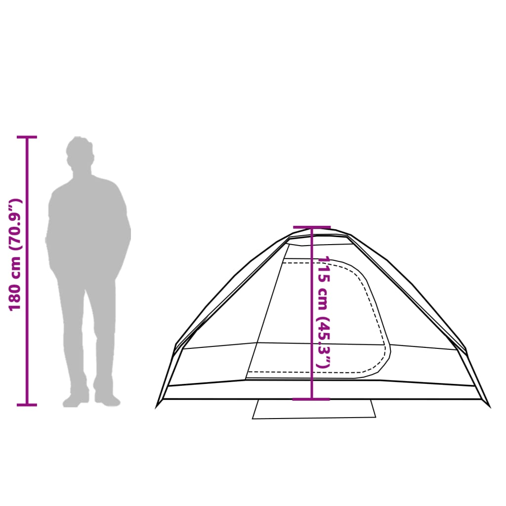 vidaXL Tenda de campismo cúpula p/ 2 pessoas impermeável cinza/laranja