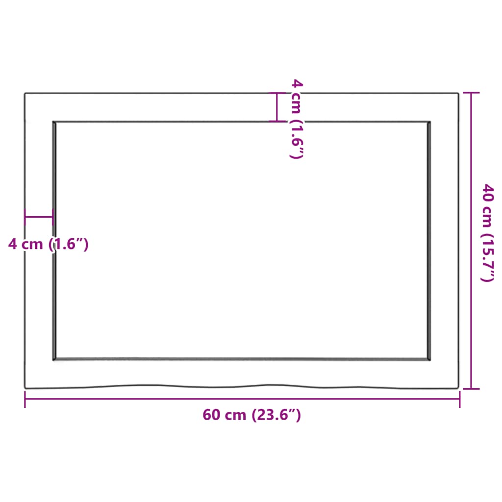 vidaXL Bancada p/ WC 60x40x(2-4)cm madeira tratada maciça castanho