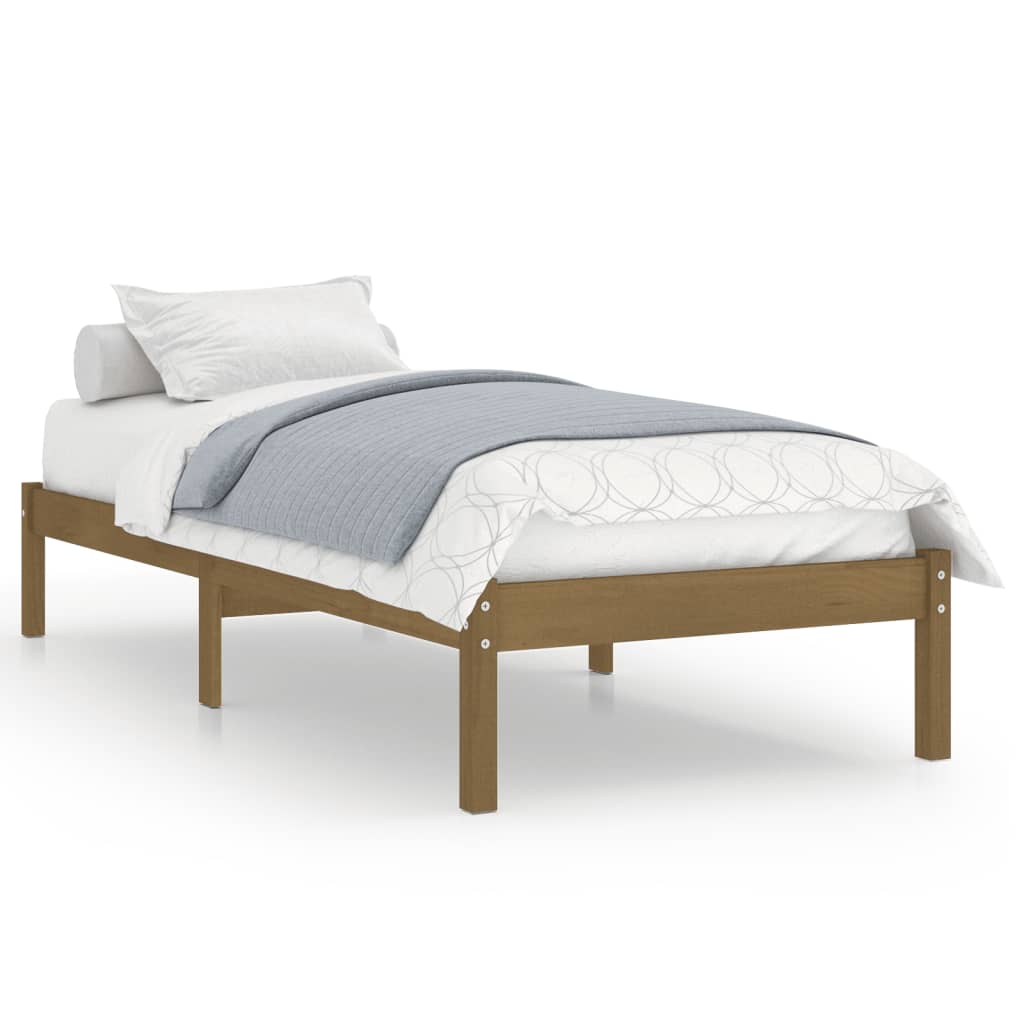 vidaXL Estrutura de cama 90x200 cm pinho maciço castanho mel