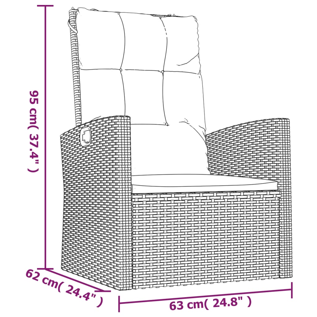 vidaXL 3 pcs conjunto lounge de jardim c/ almofadões vime PE preto